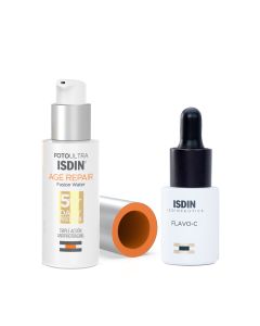 Combo Isdinceutics Flavo-C Serum Isdin x 30 Ml + Fotoprotector Ultra Age Repair Textura Water Ligera Spf 50+ Isdin x 50 ml